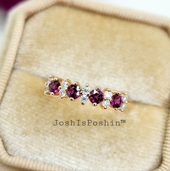 0.75CT Moissanite Pyrope Garnet wedding band ring in sterling silv… - Picture 4 of 14